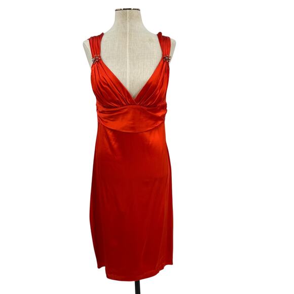 Roberto Cavalli Dress Slip Silk Empire Sleeveless Orange Size 44 US 8 - Picture 1 of 14